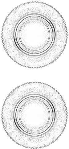 Cabilock 2 Pcs Clear Glass Plate Retro Embossed Fruit Plates Dessert Plates Cake Salad Dish Food Platter Serving Tray for Home Kitchen