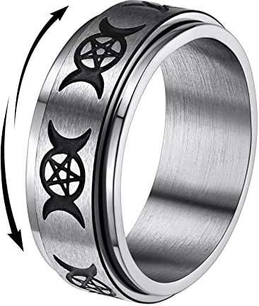 FindChic herren Männer Spinner Ring drehbarer Zappelring Mond Stern Fidget Ring Edelstahl zappel Fingerring mit Geschenkebox für Geburtstag Weihnachten