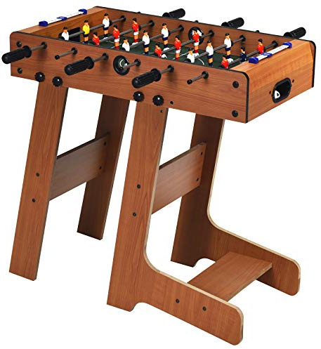 DREAMADE Kickertisch klappbar, Tischkicker inkl. 2 Bällen und 18 Spielfiguren, Stabiler Fußballtisch aus Holz, Fußball-Spieltisch für Kinder und Erwachsene, für Spielzimmer, Partys, Holzfarbe