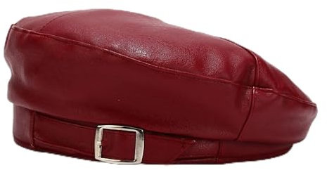 oonui Baskenmütze Damen Vier Jahreszeiten Baskenmütze Mit Fester Lederschnalle, Achteckiger Hut, Damen, Rot, 55-60 cm