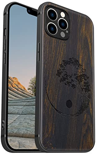 Carveit Coque magnétique pour iPhone 12 Pro Étui [Personnalisé Bois Sombre] [Gravure Laser Bois] Coque de téléphone Antichoc Compatible Magsafe avec 12Pro Coque Bois (Bonsaï Arbre)