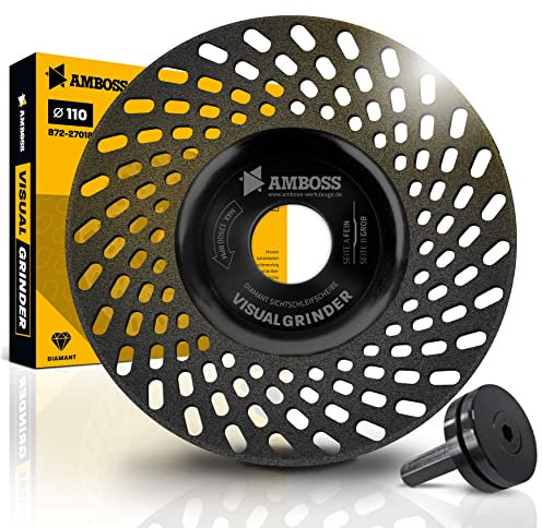 Amboss Diamant-Sichtschleifscheibe Visual Grinder für Winkelschleifer/Schärfen von Messern, Bohrern, Fräsern/Anschleifen von Stein, Gips, Putz, Beton/Ø 110 mm - Bohrung 22,2 mm
