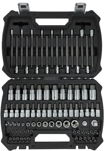 MichaelPro MP012018 86-pc Master Socket Set, SAE and Metric Hex Bit, Tamper Proof and Long Torx Bit, External Sockets and Adaptors, Hex and Torx Socket, Storage Case