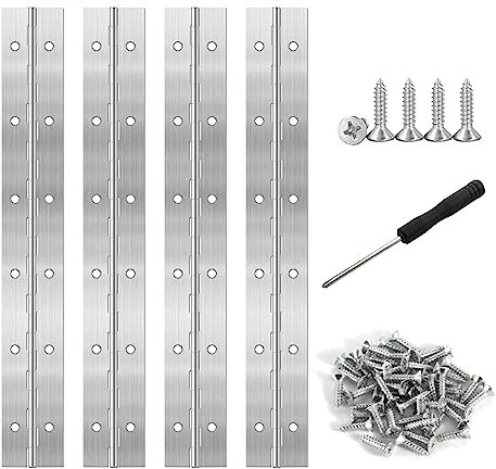 ZHIYUQL 4 Pezzi Cerniere in Inox 304 per Legno e Porte 300 × 30 mm Cerniera per Mobili Robuste e Resistenti alla Corrosione