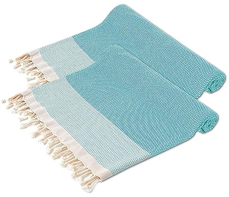Turquoise Home XXL Türkisches Pestemal-Handtuch, Hamamtuch für Strand, Spa, Yoga, Sauna und Reisen – Leicht, sandfrei, schnelltrocknend, ultraweich, 100% Baumwolle – 100 x 180 cm