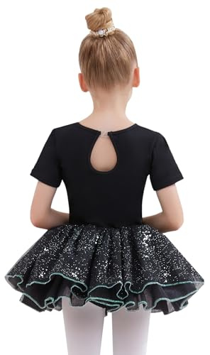 Tancefair Ragazza Vestito da Balletto Body Danza Tutu Body Abbigliamento da Balletto Leotard Ginnastica Manica Corta con Gonna tutù