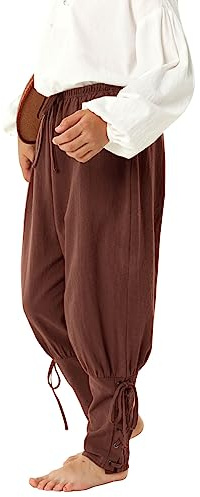 Haloumoning Pantalones medievales para niños, con cordones, cosplay, renacentista, steampunk, vikingo, para el tiempo libre