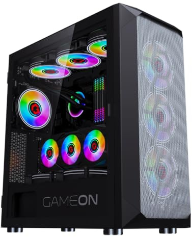 GAMEON Emperor Midnight Series Gaming PC Case ATX Mid Tower | 7 ARGB PWM Fans, USB-C, Tempered Glass, 360mm Radiator, High Airflow, RTX 4090 Ready | Black