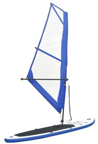 Aufblasbares Stand-Up-Paddleboard Set mit Segel, Chaduof Stand-Up-Paddling, Stand Up Paddle Zubehör, Stand Up Paddling Board Anfänger, Stand Up Paddler, Blau und Weiß