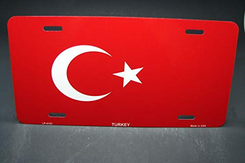 Biopracess turkish flag metal aluminum car license plate turkiye cumhuriyeti turkey license plate 6x12 inches