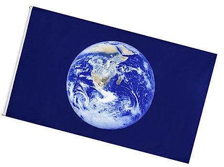 MOBUTOFU Umweltbewusste Polyester Fahne Mit Erde Muster Langlebiges Farbechtes Banner Für Garten Deko Leicht Fliegende Erdfahne in Blau Für Festivals Und Events