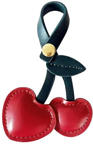 Cherry Bag Charm，Vielseitiger Kirsch-Schlüsselanhänger und Geldbörsenanhänger,Leder Obst Schlüsselanhänger,modische Tasche Anhänger,roter Kirsch Anhänger mit，geben Geburtstagsgeschenke für Damen