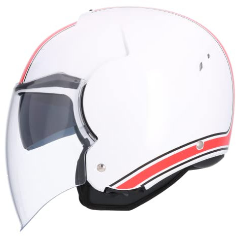 Casco Jet Shiro Modelo Tokio SH-64 Master Blanco/Rojo Talla XXL