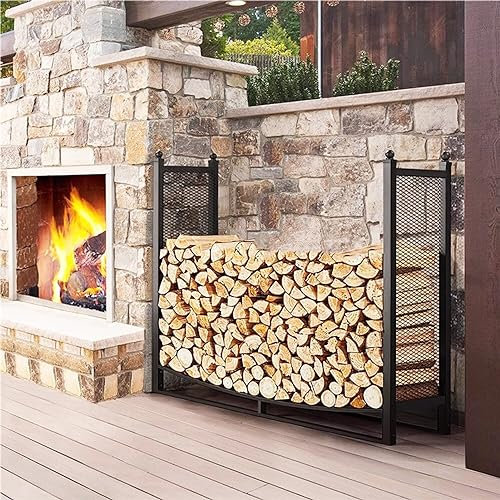 Kaminholzregal für Kamin und Aufbewahrung im Freien, 100 cm, Holzständer für Terrasse, Garten und Veranda
