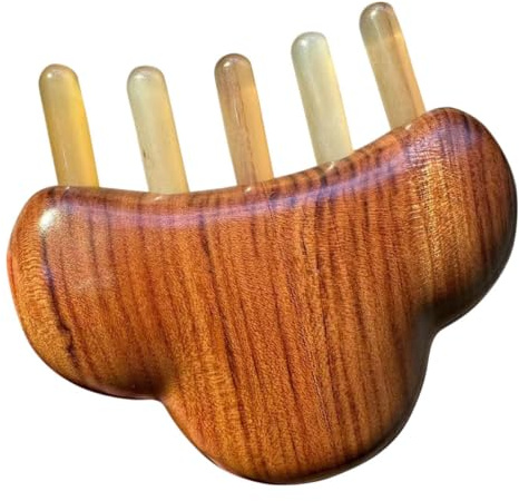 Holz Massagekamm mit Wolkenkopf, Braun, Gua Sha Werkzeug | Kopfhaut und Gesicht, Horn Detail, für Salon und Zuhause, Handliches Pflegezubehör