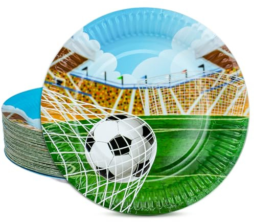 HNH Fútbol 18 cm Platos de papel desechables 50 piezas Vajilla para fiestas