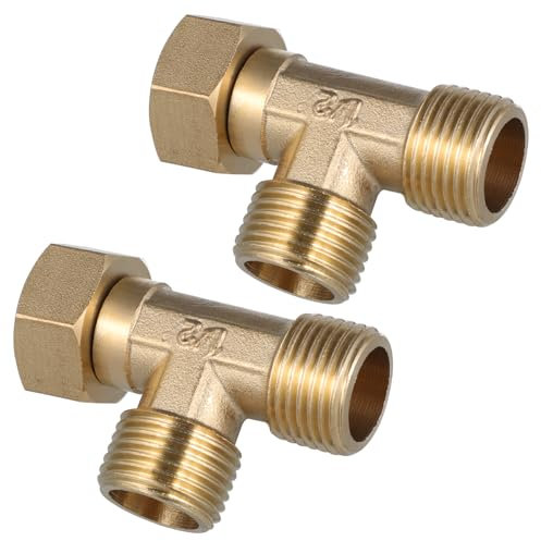 BESPORTBLE 2pcs 90 Plumbing Accessories Clamps Joints Water Pipe Double Three Threader Tee Plumbing Pipe Connector Tube 3 Way Pipe Fittings Water Pump Hose Valve Tap Water Line Adapter Copper