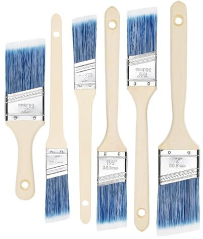Suoumwa Pinsel, 6er-Pack, 1, 1,5, 2, Winkelpinsel, Aus Behandeltem, Pinsel für Wände, Fleckenpinsel