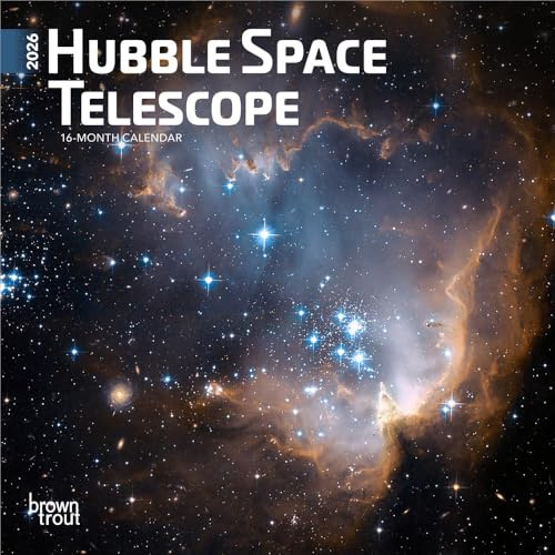 Hubble-Weltraumteleskop | 2026 17,8 x 35,6 cm (hängen) monatlicher Mini-Wandkalender | BrownTrout | Wissenschaft Astronomie Technologie