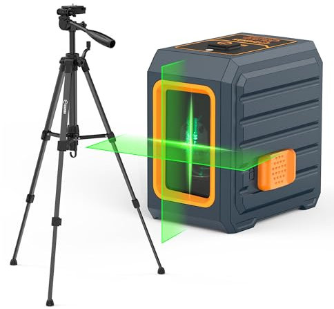 CIGMAN Self-Leveling Green Laser Level, 90cm Adjustable Tripod, 30M Working Range, High Accuracy ±1.5mm/5m, 4 Brightness Levels, Compact Construction Laser for Indoor Construction