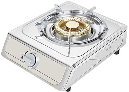 Cuisinière À Gaz À Un Seul Brûleur,Gaz Liquéfié En Bouteille À Feu Direct À Récupération D'énergie Avec Protection Anti-extinction, Acier Inoxydable, Idéale For Les Cuisines