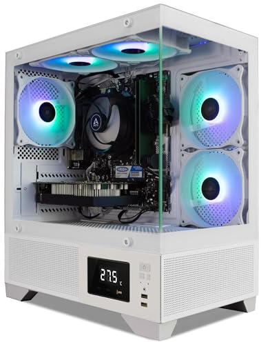 ionz Gaming PC - Desktop Computer, AMD Ryzen 5 5500, NVIDIA RTX 5060, 16GB RAM, 1TB NVMe SSD, Windows 11, 500W 80+ PSU, WiFi, LED Display, Aether Vision, White