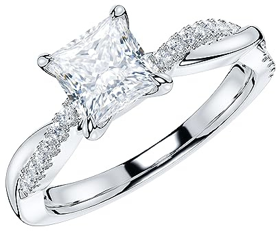 Sterling Silver 4-Prong Petite Twisted Vine 1CT Princess Cut Genuine Moissanite Engagement Ring Promise Ring