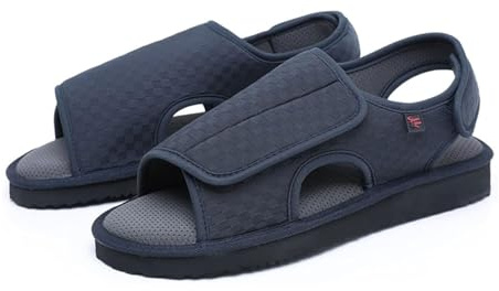 Zapatos para Diabeticos Pies Hinchados Hombre Verano Sandalias, Zapatillas para DiabéTicos de Verano para Salir Hombre, Zapatos Ortopedicos para Diabeticos Puntera Abierta Gancho y Bucle (azul, 40.5)