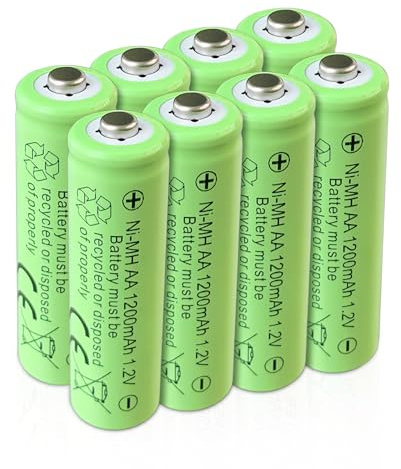 SPMST Batterie ricaricabili NI-MH AA 1,2 V 1200 mAh Nimh ricaricabili per luci solari, capacità fino a 1000 tempi (8 confezioni)
