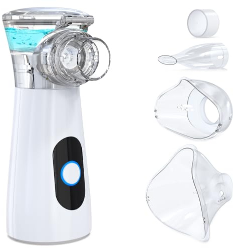 Inhalationsgerät Tragbar, Besonders Leise Inhalator Vernebler für Kinder und Erwachsene, Einstellbarer SprüHnebel Inhalationsgerät Maschine mit Masken und MundtüCk, Aufladbarer Inhalator