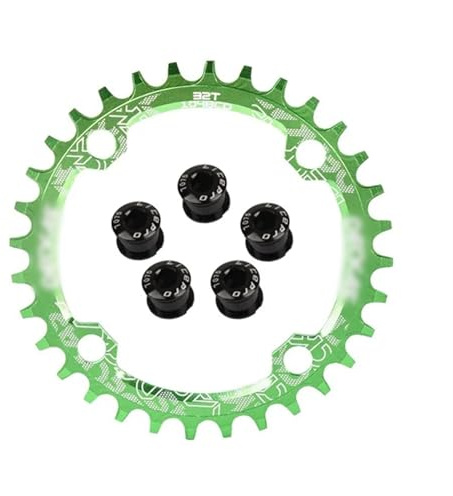 GZXXB Fahrradkettenblatt 26T Schmales, breites Kettenblatt 104 BCD mit Schrauben, 32/34/36/38T, MTB-Kettenblatt, rund, Coroa 104bcd, 38 36 Zähne(34T,Green)