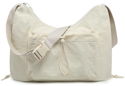 HYZUO Bolsos Bandolera para Mujer Bolso Cruzado para Mujer Bolso Bandolera Grande para Damas Suave Ligero Bandolera para Mujer con Correa de Hombro Verstelbaar, Viajes Trabajo Uso Diario, Beige