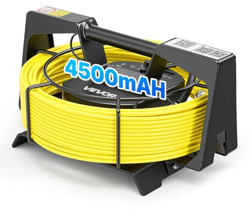 VEVOR Cámara de Inspección de Tuberías 1080P con Cable Semirrígido 20 m, 12 Luces LED de 3 Niveles, Cámara de Inspección Endoscópica, WiFi Inalámbrica, Batería 4500 mAh para Alcantarillado Fontanería