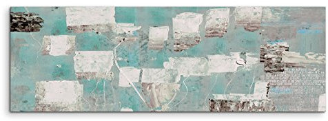 Paul Sinus Art 150x50cm Panoramabild abstrakt Leinwanddruck Kunstdruck Wandbild türkis blau beige grau