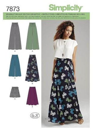 Simplicity Sewing Pattern 1069: Misses' Wide Leg Pants or Shorts & Skirts in 2 Lengths, Size: D5 (4-6-8-10-12), Paper, White