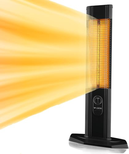 Luxeva Infrared Electric Outdoor Heater, 2000W Waterproof Patio Heating Tower, Energy Efficient, Long Lasting, IP44 Rated, Garden Use, Black
