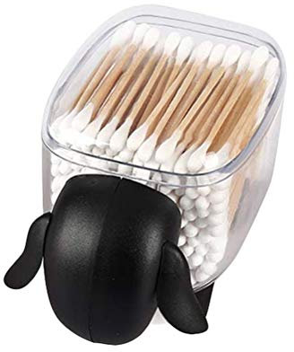 Oyria Creative - Organizer per dischetti di ovatta, a prova di polvere, per cosmetici, cosmetici, dischetti di cotone, dispenser per dischetti di ovatta, colore: nero