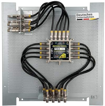 maxx.onLine Multischalter 8 Teilnehmer, 1 Satellit, Quad- & Quattro LNB tauglich, Sat Multischalter, Multiswitch auf Montageplatte vormontiert & sofort einsatzbereit