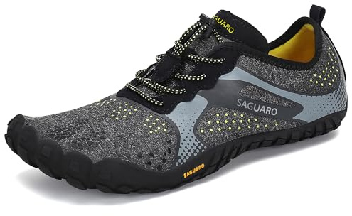 SAGUARO Barfußschuhe Damen Herren Zehenschuhe Traillaufschuhe Weich Bequem Barfussschuhe Fitnessschuhe Männer Frauen Trainingsschuhe für Joggen Laufen Wandern, Crow Black, 40 EU