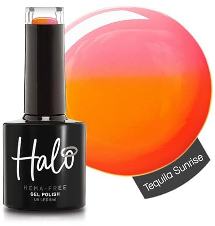 Halo Gel Polish - Tequila Sunrise, 8ml (Temperature Reactive) UV/LED Nail Polish, Long Lasting & Easy To Apply. Soak Off Gel Nail Art For Manicure, Professional & Home Use