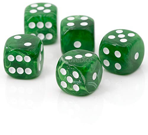 W6 Würfel grün/weiß - Made in Germany! - 5Stk