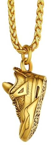 Richsteel Boxing Gloves/Dumbbell/Sneaker/Rugby/Basketball/Football Pendant Necklace, Gold/Black Plated/Stainless Steel Sports Fans Jewellery For Men Women