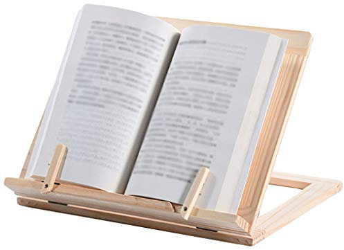 XiinxiGo Kochbuchständer Hölzern Rezepthalter neigungsverstellbar in 4 Stufen Buchständer für Küche als Kochbuchhalter und Leseständer Buchstütze Holz,Beige,30.5 * 23.5 cm