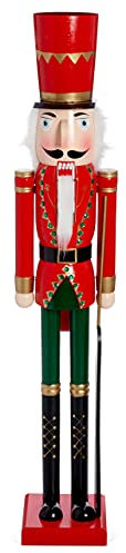THE TWIDDLERS - Giant Christmas Nutcracker Soldier Decoration, 120cm/4ft, Life-Size Hand Made Wooden Xmas Ornament with Moving Parts