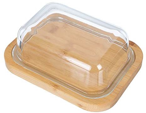 luckxuan Mantequera Caja de Mantequilla Creativa Caja de contenedores de Queso de Queso, Bandeja de Almacenamiento del Servidor con Tapa de Vidrio, Cocina, vajilla Mantequillera (Size : Size)