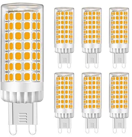 G9 LED Lampe 9W, Warmweiß 3000K, Kein Flimmern, 750lm, Entspricht 60W-75W G9 Halogen, Keramiksockel, Mini Glühbirne mit 88-LED SMD2835, AC220-240V, Nicht Dimmbar, Φ18*64mm, 6er-Pack