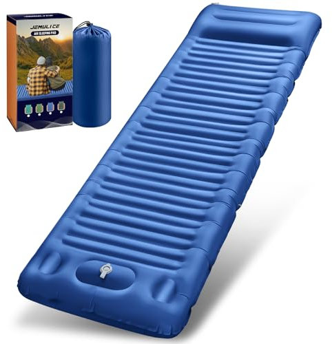 JEMULICE Isomatte Selbstaufblasend, 12CM Verdicktes Aufblasbare Matratze Kleines Packmaß mit Fußpresspumpe & Kissen, Ultraleicht Wasserdicht Luftmatratze Camping, Schlafmatte Outdoor für Wandern