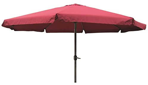 INDA-Exclusiv XXL Alu Sonnenschirm Ø 4 m UV30+ Kurbelschirm Gartenschirm Marktschirm Krempe Sonnenschutz mit Kurbel Gartenschirm, Farben:Burgunderrot