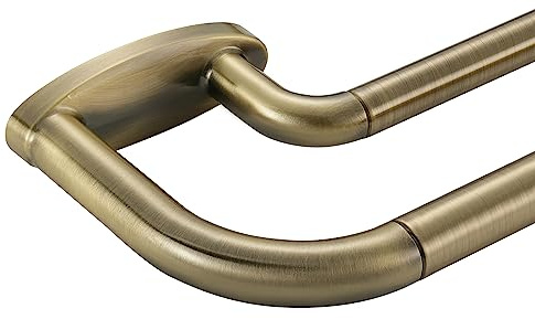 Tringle double réglable en métal pour rideaux occultants de 122 à 213,5 cm, tringle avant de 1,9 cm et tringle arrière de 1,6 cm, design enveloppant, bronze antique