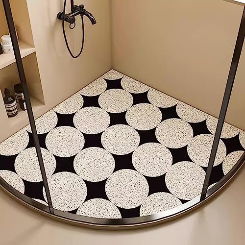 EUPXRHY Duschmatte rutschfest Halbrund, Duschmatte Dreieckig für Eckdusche, Duschmatte Dreieckig Schnelltrocknend, PVC-Luffa Badematte Halbrund mit AblauflöChern Sicherheits,B,65x65cm(26x26inch)